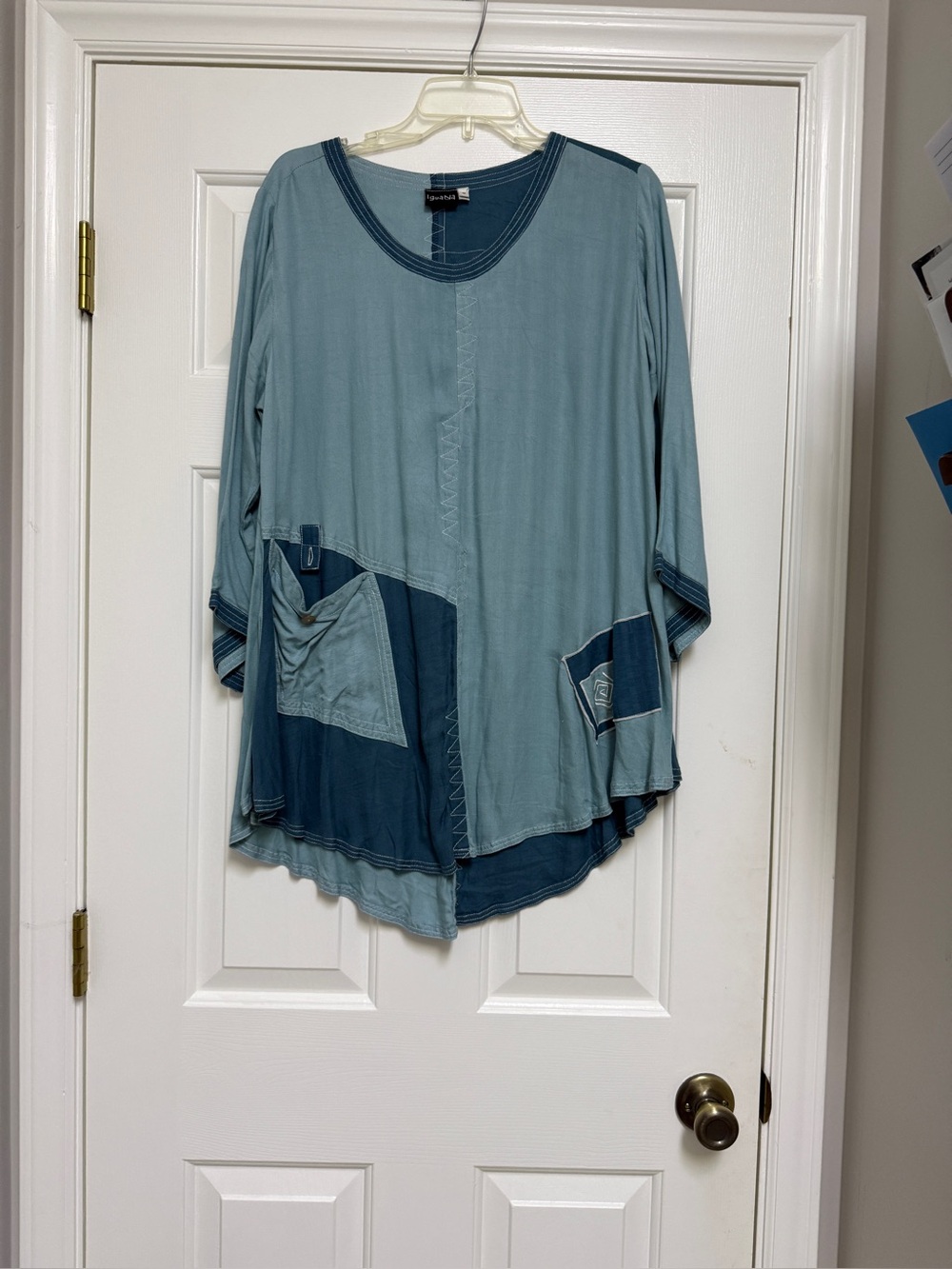 Layered Patchwork Blue Tunic Top by Mystic Blue